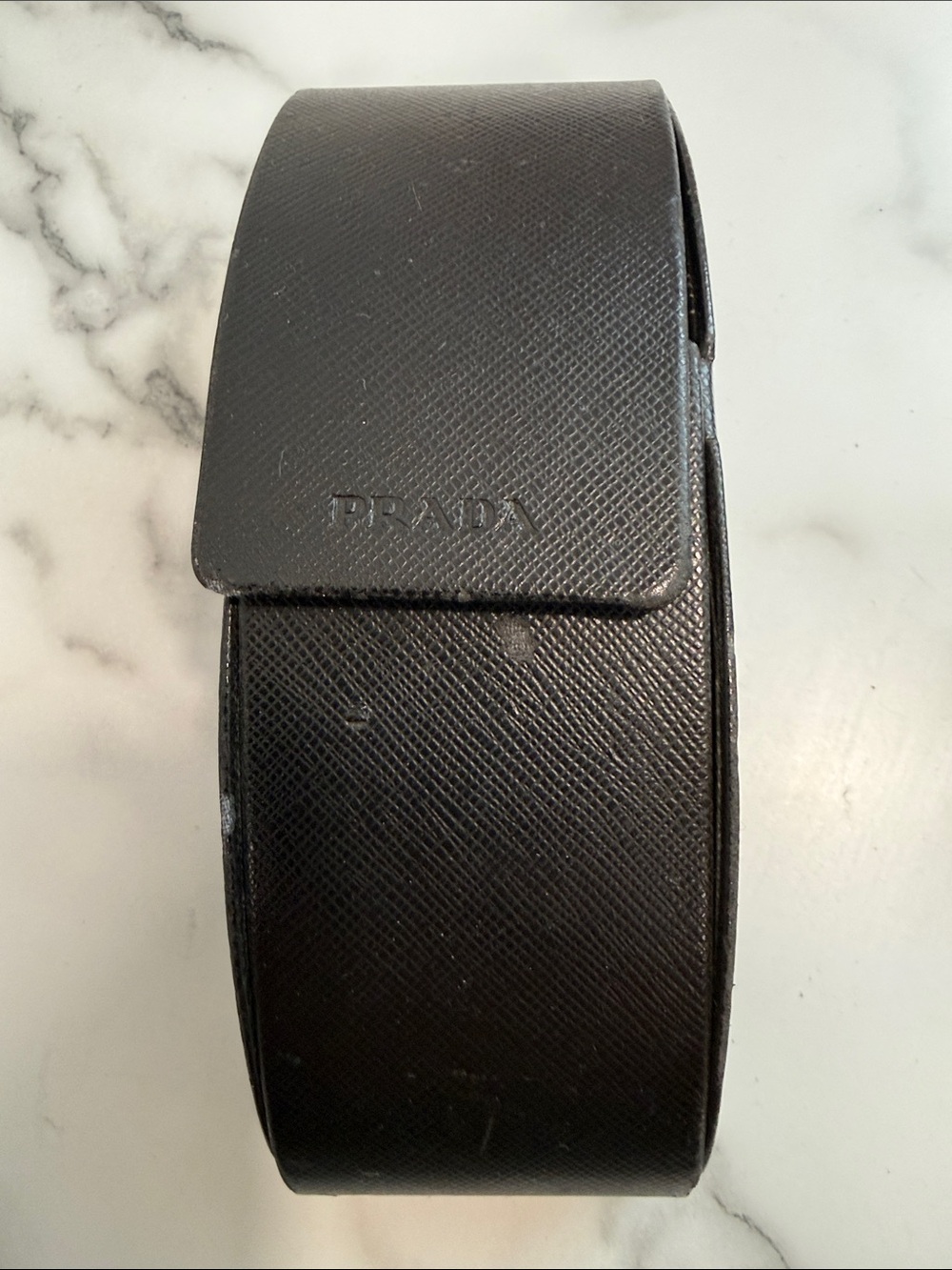 Prada Black Textured Leather Glasses Case
